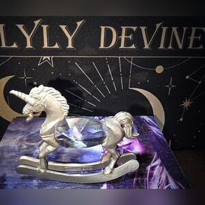 Silver Unicorn Rocking Horse Figurine